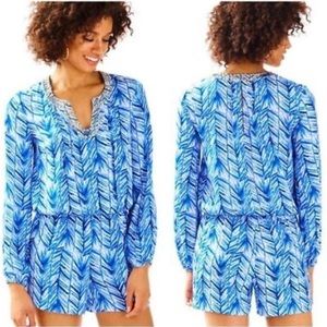 Lilly Pulitzer long sleeve Colby romper in lapis blue size Medium